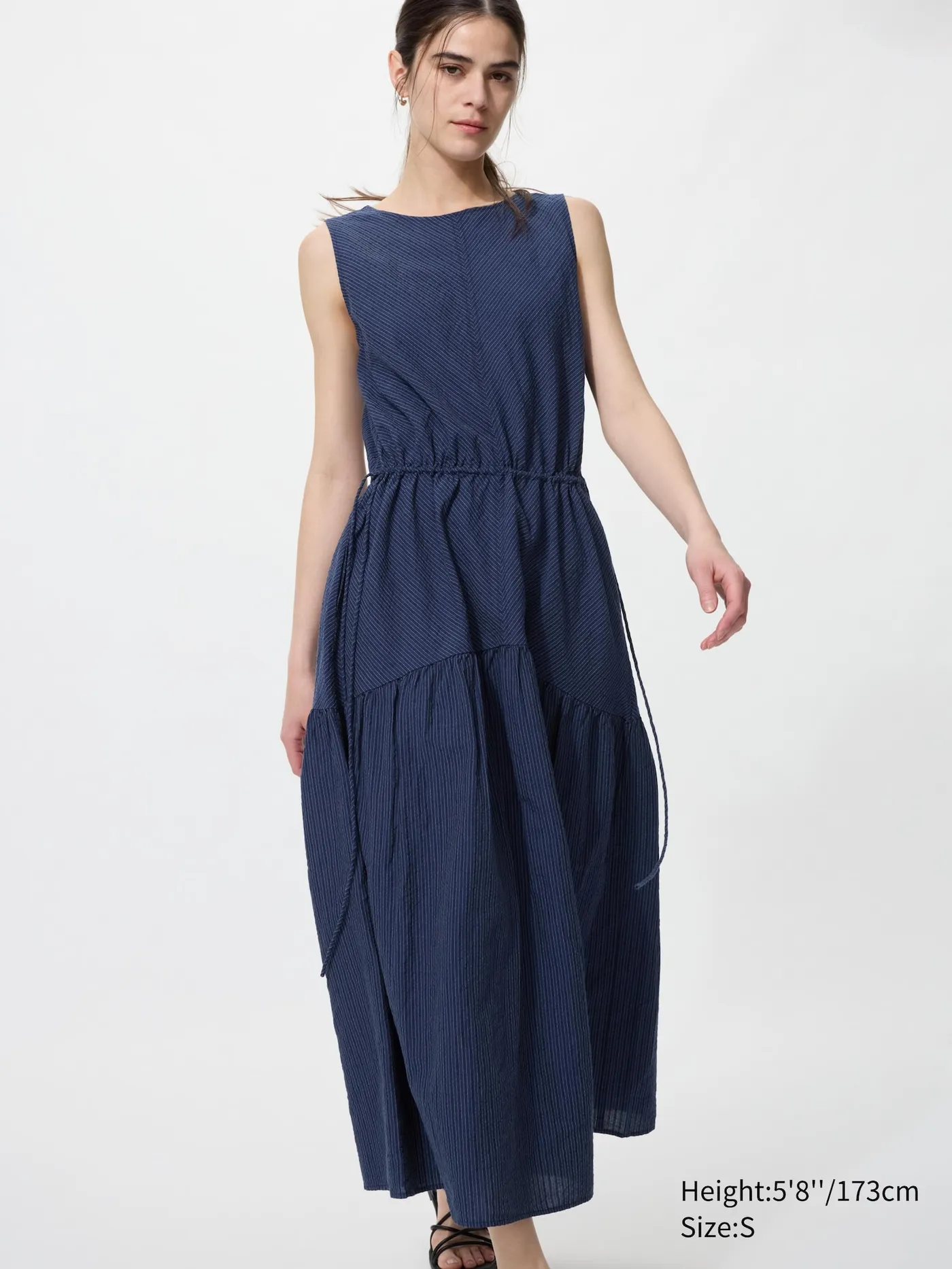 Linen Blend Tiered Dress | Stripe