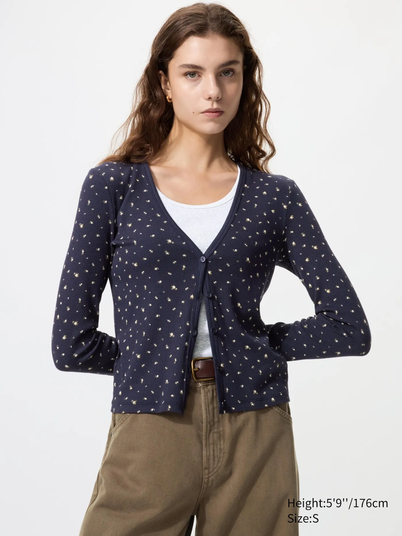 Ribbed V-Neck Cardigan | Flower