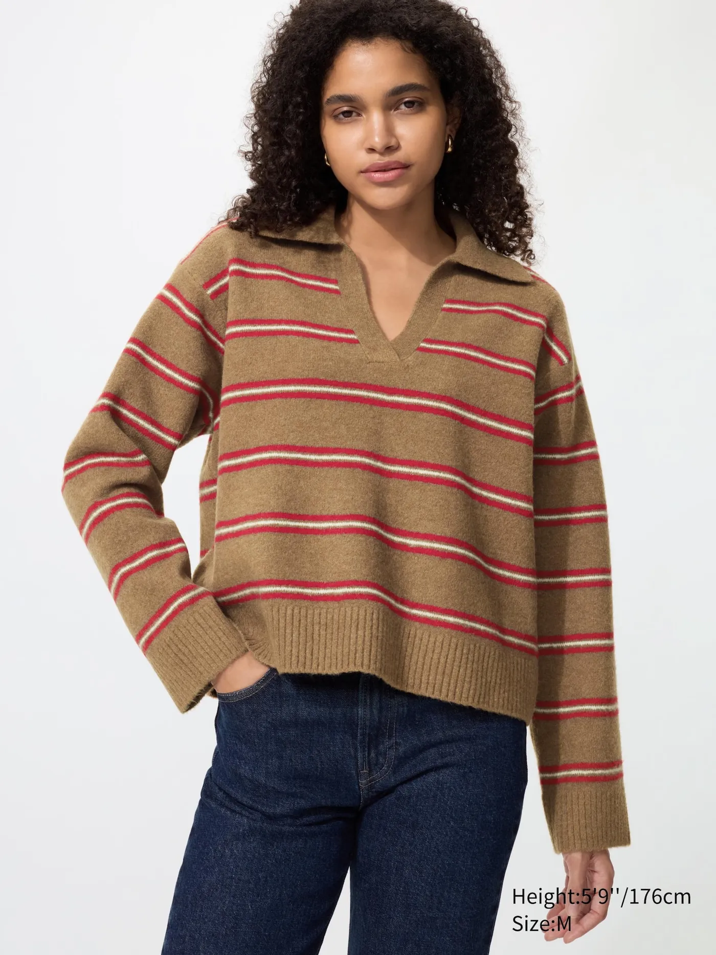 Souffle Yarn Skipper Polo Sweater | Stripe