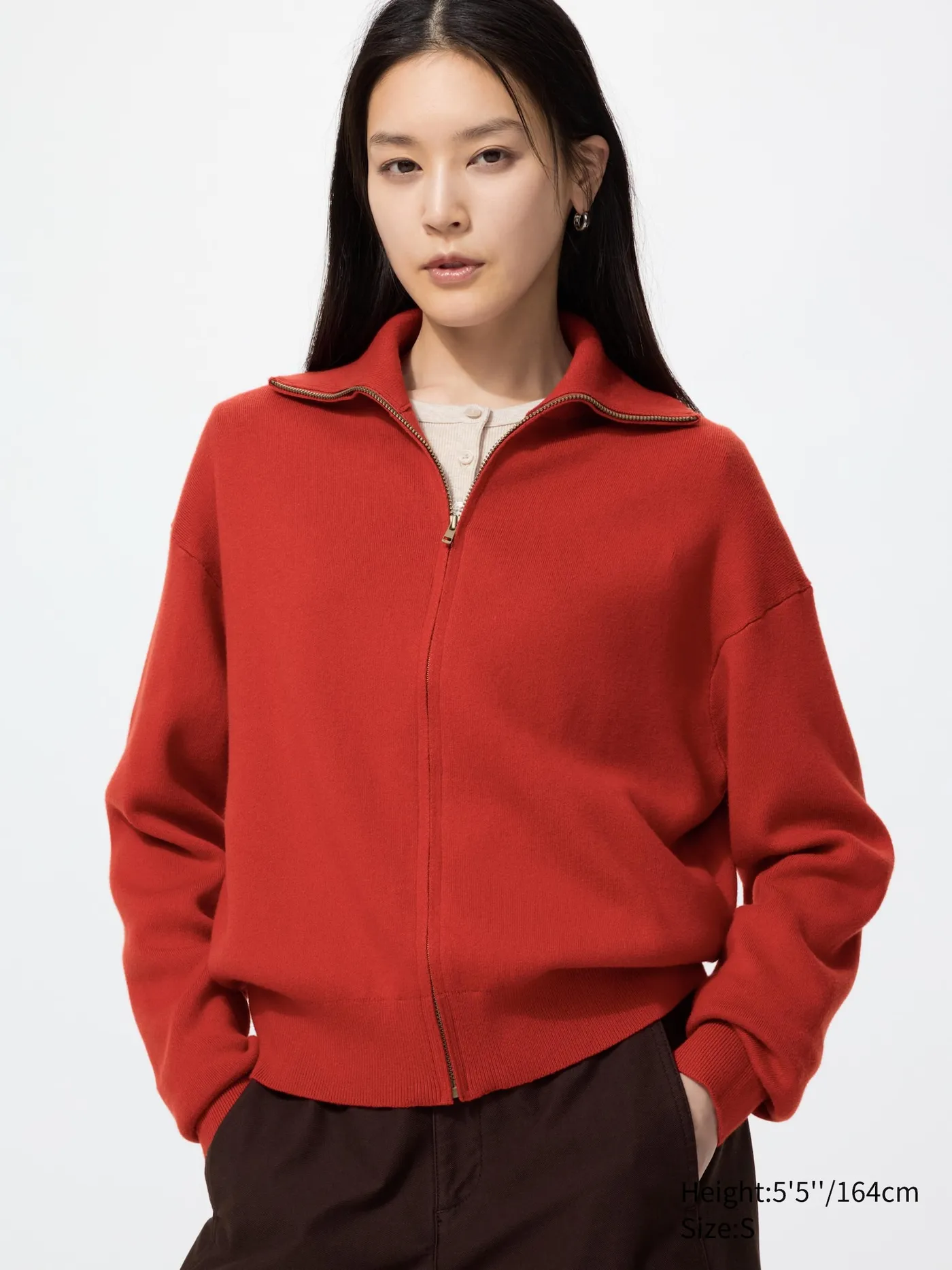 Smooth Cotton Full-Zip Cardigan