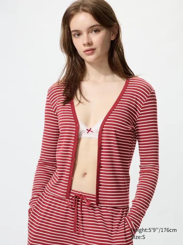 Ribbed V-Neck Cardigan | Stripe