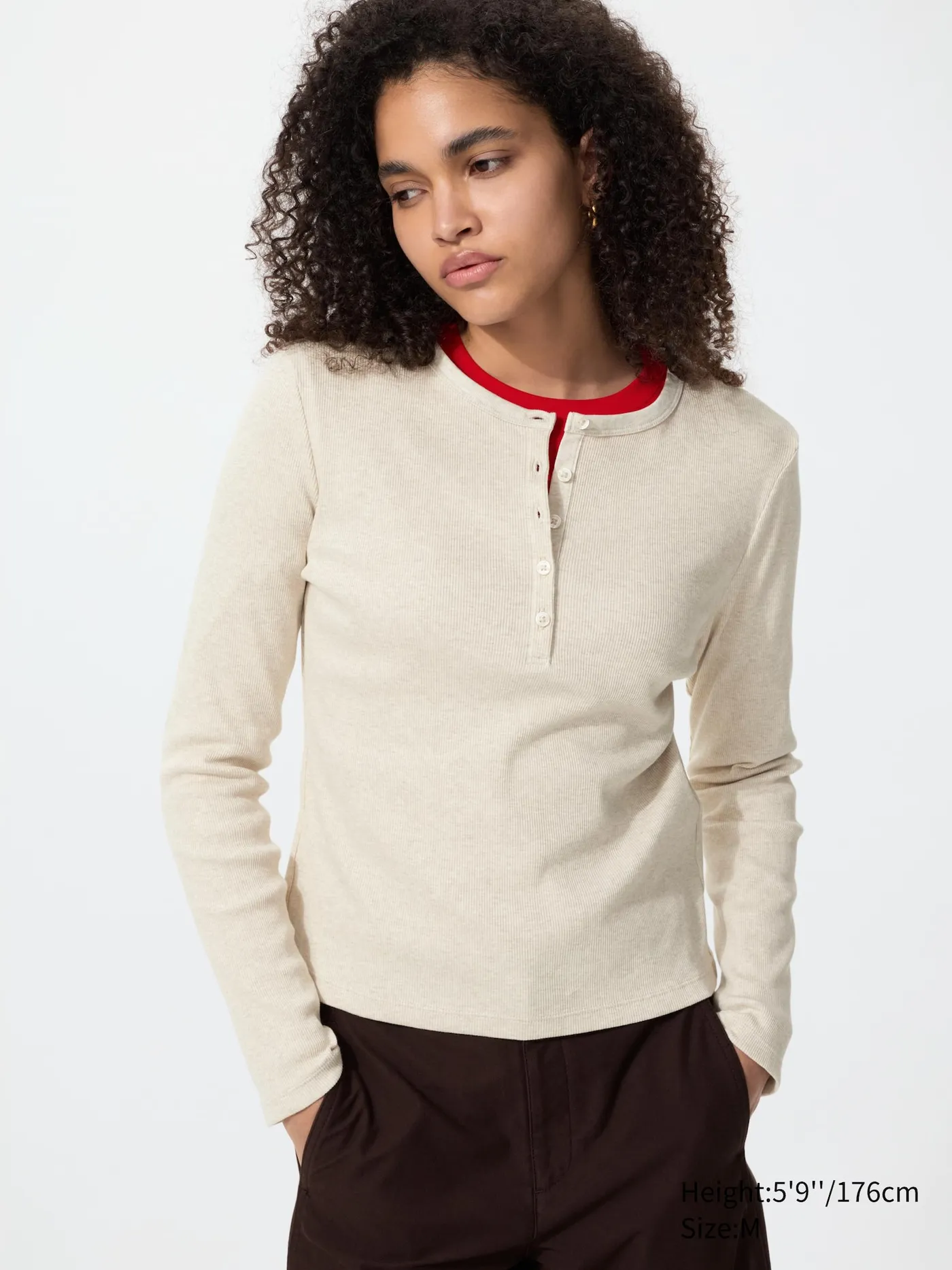 Ribbed Henley Neck T-Shirt