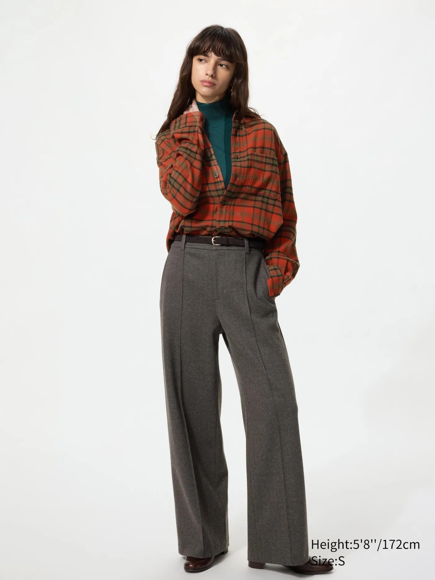 Brushed Jersey Wide Pants | Herringbone