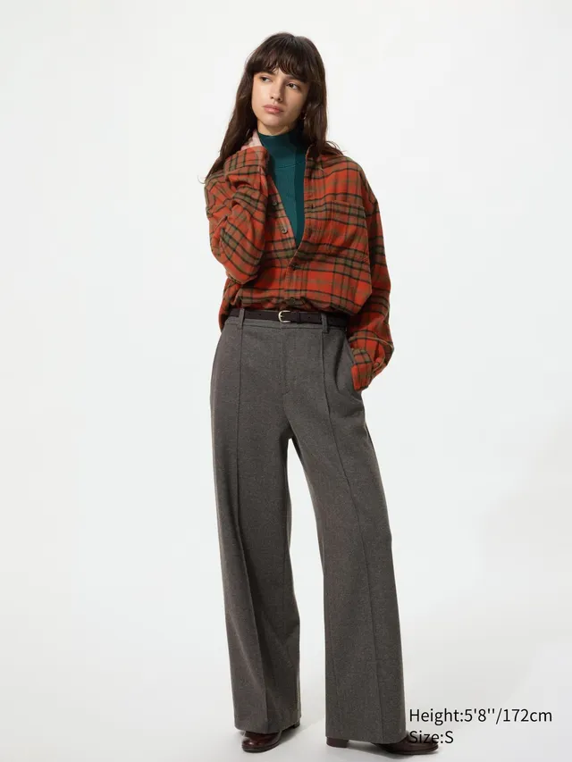 Brushed Jersey Wide Pants | Herringbone