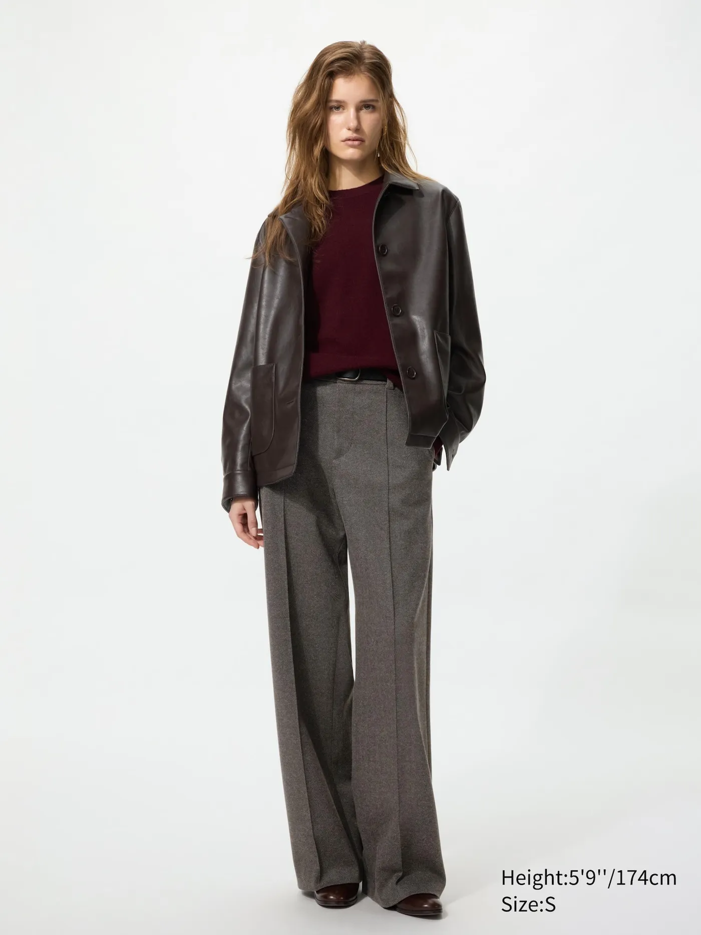 Brushed Jersey Wide Pants | Herringbone | Tall