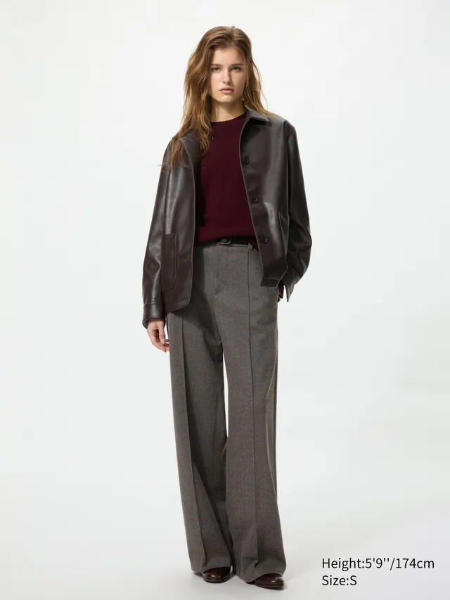 Brushed Jersey Wide Pants | Herringbone | Tall