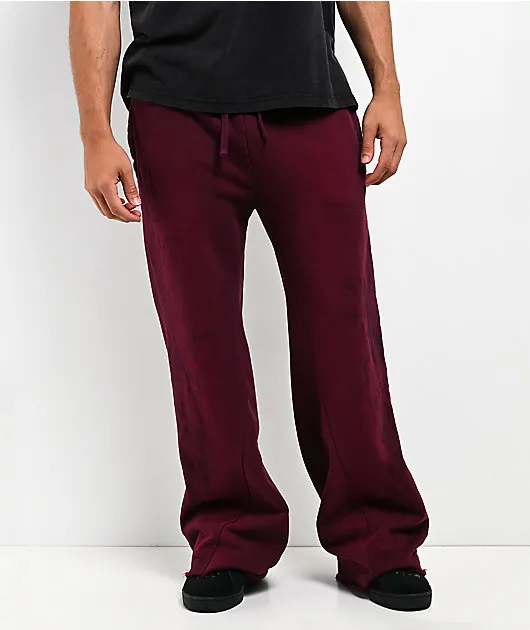 Affliction Crows Dark Purple Wash Wide Leg Sweatpants