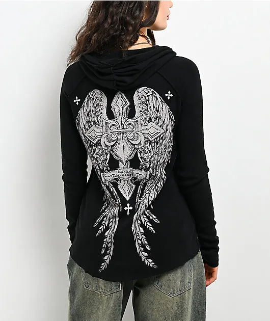 Affliction Simulation Black Thermal Button Up Hoodie