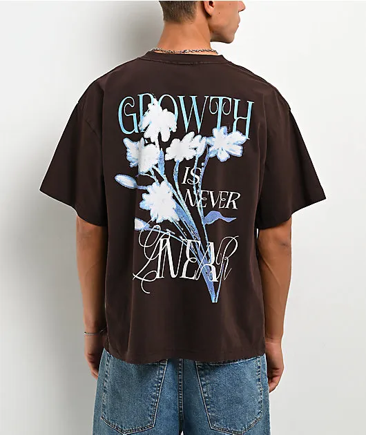 Dravus Linear Flora Vintage Brown T-Shirt