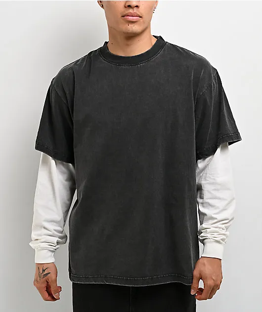 ITA Black & White Wash 2fer Long Sleeve T-Shirt