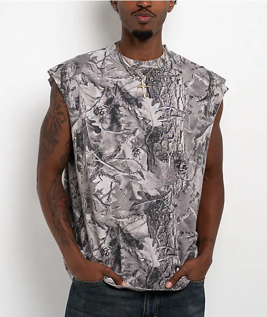ITA Grey Camo Boxy Tank Top