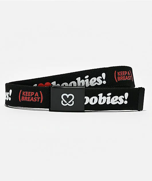 Keep A Breast Foundation I Heart Boobies Volcano Black Web Belt