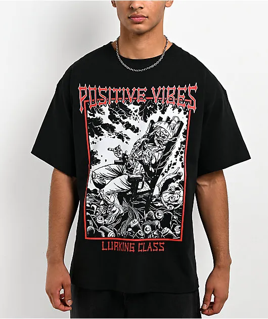 Lurking Class by Sketchy Tank Positive Vibes Black T-Shirt