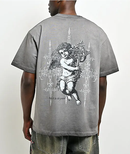 Ninth Hall Little Helper Charcoal Grey Wash T-Shirt