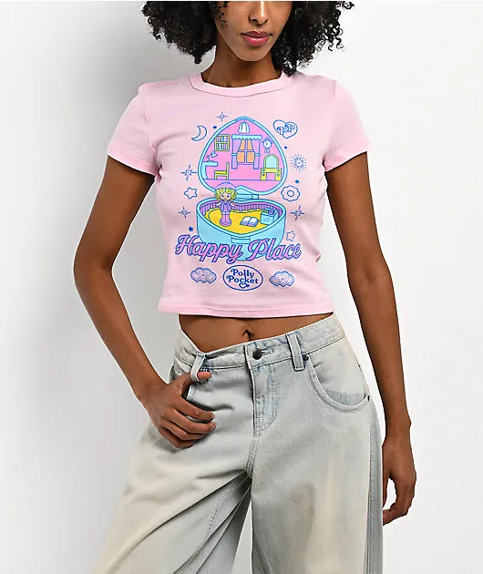 Polly Pocket Happy Place Pink Crop T-Shirt