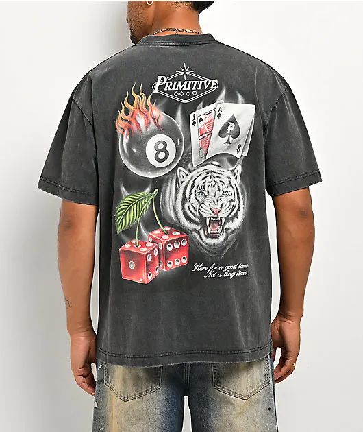 Primitive Hot Streak Grey Wash Heavyweight T-Shirt