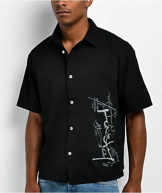 Rusty Crisis Black Short Sleeve Button Up Shirt