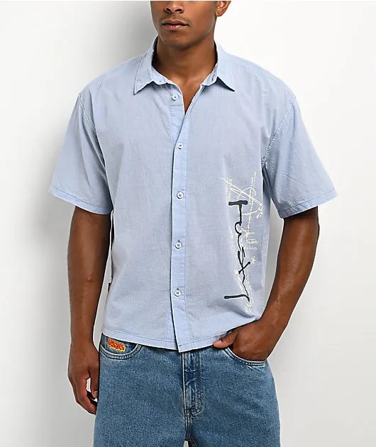 Rusty Crisis Light Blue Plaid Button Up Shirt