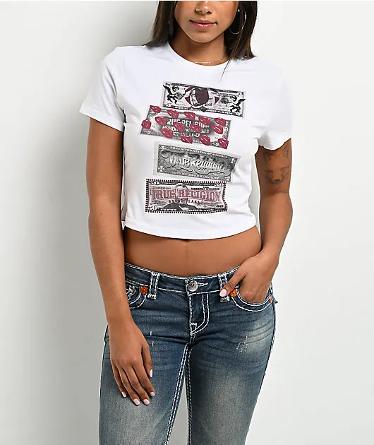True Religion Money White Crop T-Shirt