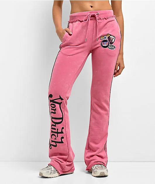 Von Dutch Rope Pink Wash Flare Sweatpants