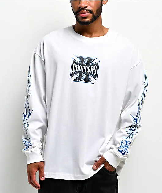 West Coast Choppers Pinstripe White Long Sleeve T-Shirt