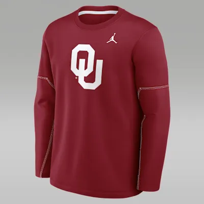 Oklahoma Sideline Coaches Men's Jordan Brand Therma-FIT College Long-Sleeve T-Shirt