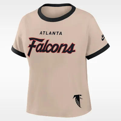 Atlanta Falcons Rewind Ringer Mod Women's Nike NFL Cropped T-Shirt