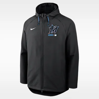 Miami Marlins Authentic Collection Men's Nike Therma-FIT MLB Full-Zip Hooded Jacket