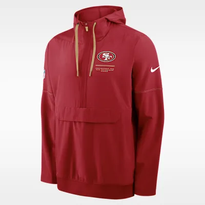 San Francisco 49ers Sideline Anorak Men's Nike NFL 1/2-Zip Hooded Jacket