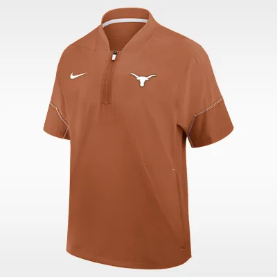 Texas Sideline Coach Men's Nike College 1/2-Zip Short-Sleeve Hooded Jacket