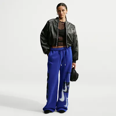 Nike Studio Fleece Medium Weight Women's Oversized High-Rise Straight-Leg Graphic Pants